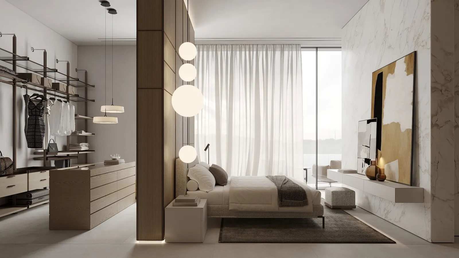 Walk-in closet and bedroom